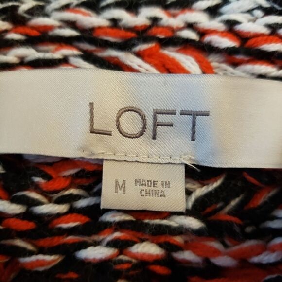 Loft Verigated Mock Neck Chunky Knit Sweater Sz M - Picture 7 of 9